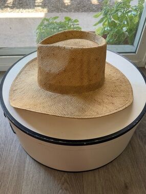 lack of color the oasis brown gold hemp straw western fedora sun hat size small
